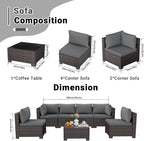CHABATREE 7pcs Outdoor Patio Furniture Sets, Rattan Conversation Sectional Set - Image 2