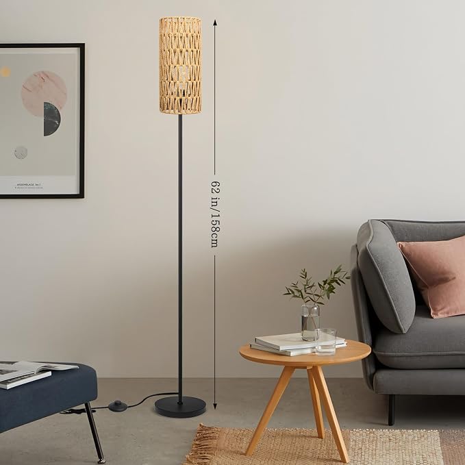 Ruiever Floor Lamp for Living Room, Farmhouse Rattan Floor lamp, Modern - Image 2