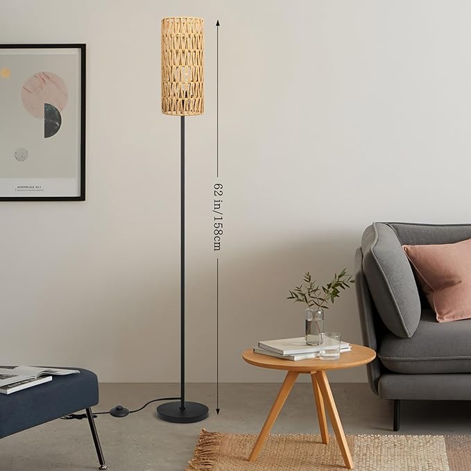Ruiever Floor Lamp for Living Room, Farmhouse Rattan Floor lamp, Modern - Image 5