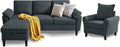 79" Convertible Sectional Sofa Set, Modern Linen Small L Shaped Couch by Chireca