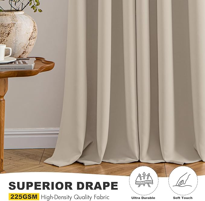 MIULEE Blackout Curtains for Bedroom 2 Panels 40 x 84 Inch Long Light Beige | - Image 5