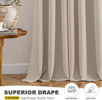 MIULEE Blackout Curtains for Bedroom 2 Panels 40 x 63 Inch Long Light Beige | - Image 5