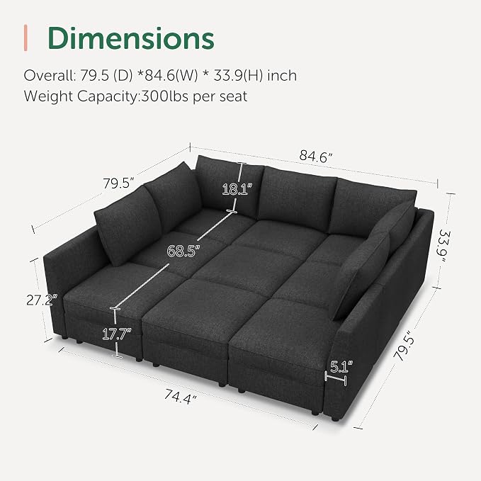 HONBAY Modular Sectional Sleeper Sofa - Image 2