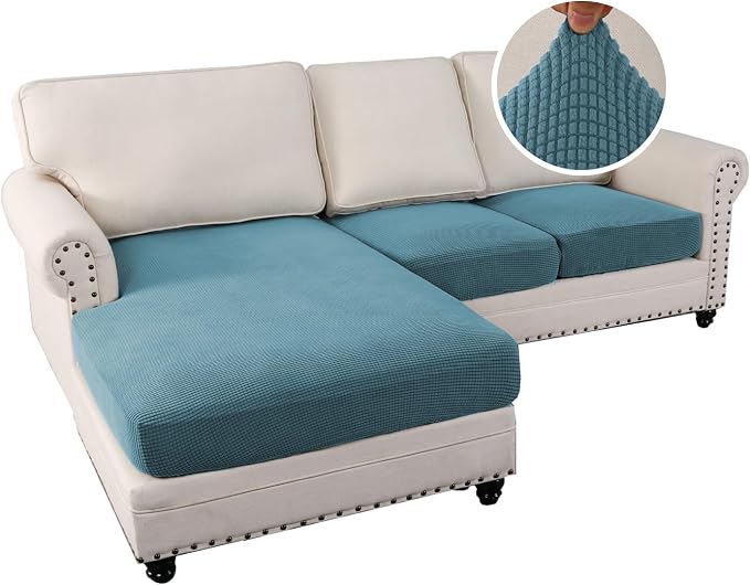 H.VERSAILTEX Sectional Couch Covers 3 Pieces Sofa Seat Cushion Covers L Shape - Image 2