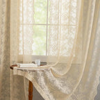 YJ YANJUN Vintage Lace Curtains-Victorian Floral Sheer 80 inch Long Curtains - Image 5