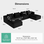 Novilla 141" Modular Sectional Sofa, Modern Cloud Sectional Couch - Image 2