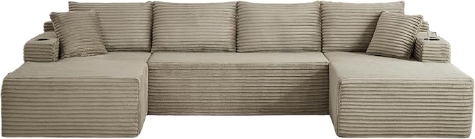 134 Inch Modular Sectional Sleeper Sofa, Boneless Cloud Couch - Image 9