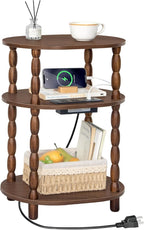 MaxSmeo Small Side Table with Charging Station, 3-Tier Small End Table with USB by MaxSmeo