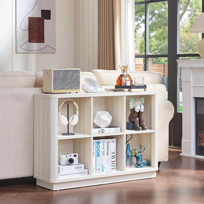 Joaxswe 6 Cube Bookcase, Wood Low Floor Standing Bookshelf - Image 6