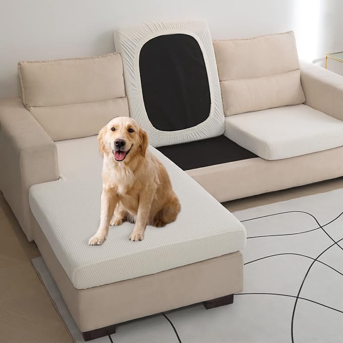 Water Repellent L Shaped Couch Covers 4 Pieces Sofa Seat Cushion Slipcovers - Image 2