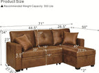 L Shaped Sectional Couch with Storage and Pull Out Bed, 3 Seater Sleeper Sofas - Image 3