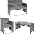 Tangkula 4 Pieces Patio Wicker Conversation Furniture Set, Patiojoy Sofa & - Image 4