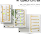 4NM No Assembly Extra Wide 5 Tiers Folding Bookshelf Storage Shelves Vintage - Image 7