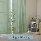 Sheer Curtains, Sage Green Sheer Curtains 84 inch Length 2 Panels Set, Rod - Image 2