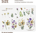 Floral Vintage Rub on Transfer for Furniture Large Flower UV DTF Transfer - Image 2