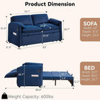 63" Velvet 3 in 1 Convertible Sleeper Sofa Bed, Pull Out Couch Bed Loveseat - Image 3