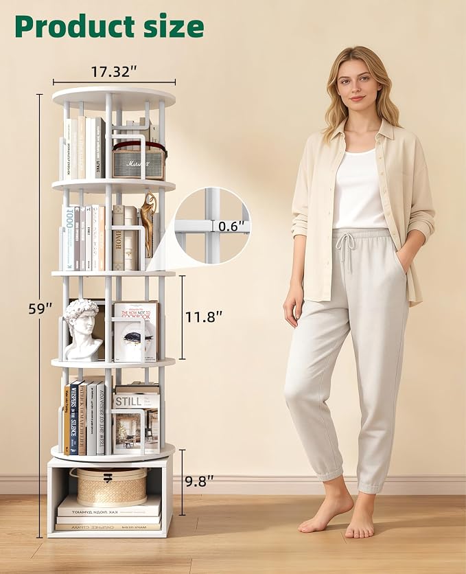 Kalrin 5 Tier Rotating Bookshelf - Image 2