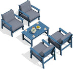 SERWALL Outdoor Patio Furniture Set, 5 Piece HDPE Patio Conversation Sets by SERWALL