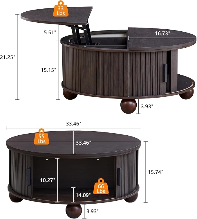 Round Lift Top Coffee Table - Image 2