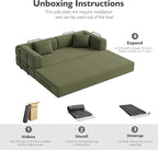 79in Convertible Sofa Bed, Corduroy Boneless Couch Bed, Futon Sleeper Sofa Pull - Image 5