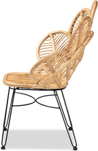 bali & pari Garan Modern Bohemian Natural Rattan and Black Metal Accent Chair - Image 5
