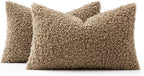 Faux Fur Throw Pillow Covers 20x12 Inch Set of 2 Boucle Neutral Decorative - Image 7