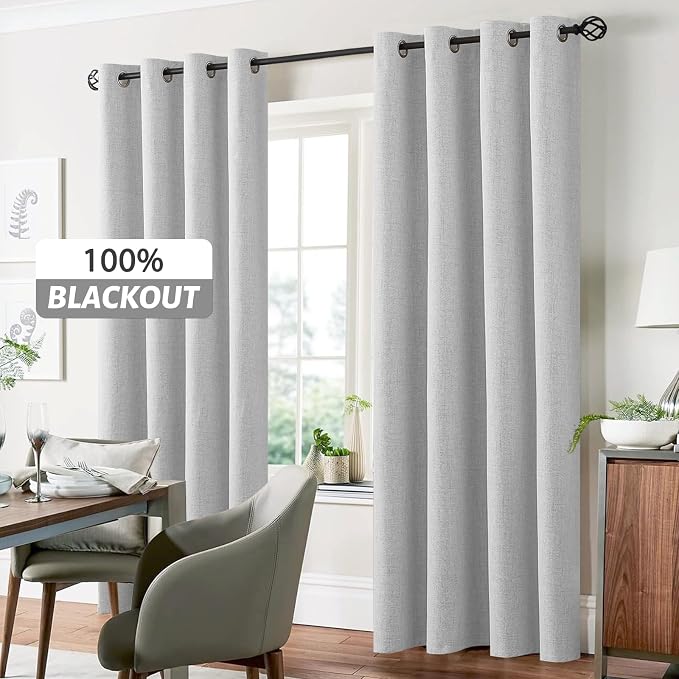 Yakamok White Linen Textured Curtains 90 Inches Long - Image 7