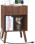 Fultyle Nightstand with Charging Station, Fluted Night Stand with USB and Type by Fultyle