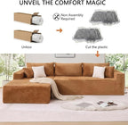 108" Boneless Couch Modular Sectional Sofa, L-Shaped Couch - Image 3