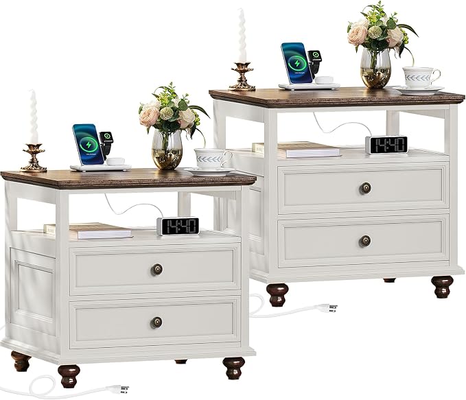 Joaxswe Farmhouse Nightstand Set of 2 by Joaxswe