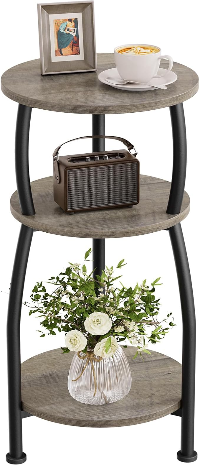 Small Round Side Table, 3-Tier End Table by designyourhome