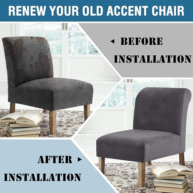 H.VERSAILTEX Armless Accent Chair Covers Thick Velvet Armless Chair Slipcovers - Image 8