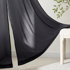 MIULEE 4 Panels Black Small Short Valance Sheer Curtains 42 x 14 Inches | Light - Image 6