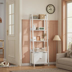 Furologee 5-Tier White Ladder Shelf, Ladder Bookshelf - Image 2