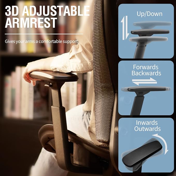 ELABEST T96 Mesh Office Chair, Ergonomic Computer Desk Chair, Sturdy Task - Image 6