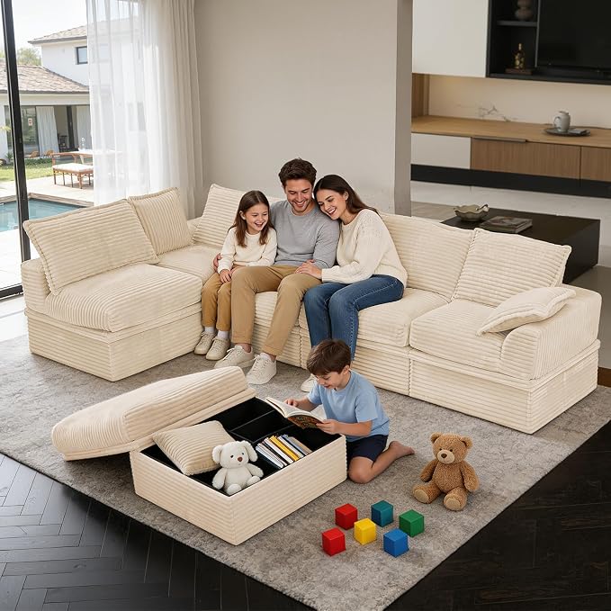 Upgrade Boneless Couch with Storage, Extra Deep&High Seat Modular Sectional - Image 2
