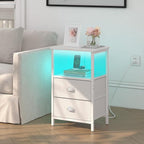 sthmec Nightstand with Charging Station, LED Night Stand Set 2, Bedside Table - Image 2