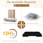 134 Inch Modular Sectional Sleeper Sofa, Boneless Cloud Couch - Image 6