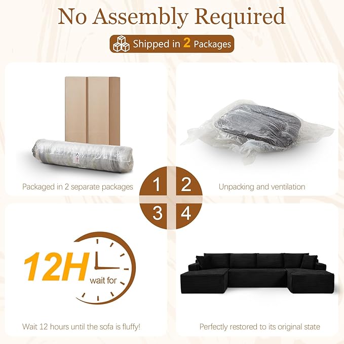 134 Inch Modular Sectional Sleeper Sofa, Boneless Cloud Couch - Image 6