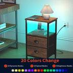 sthmec Nightstand with Charging Station, Night Stand with 2 Fabric Drawers - Image 5