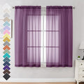 Plum Sheer Curtains 63 Inches Long 2 Panels by OVZME