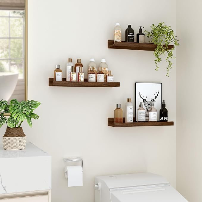 Floating Shelves for Wall, 16 inch Wood Floating Shelves Set of 2, Picture - Image 5