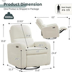 Power Swivel Rocker Recliner, Oversized Boucle Nursery Glider Recliner - Image 2