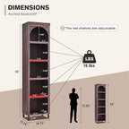 IFGET 76" Tall Arched Bookcase, Farmhouse 5 Tiers Narrow Arched Bookshelf - Image 2