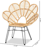 bali & pari Garan Modern Bohemian Natural Rattan and Black Metal Accent Chair - Image 2