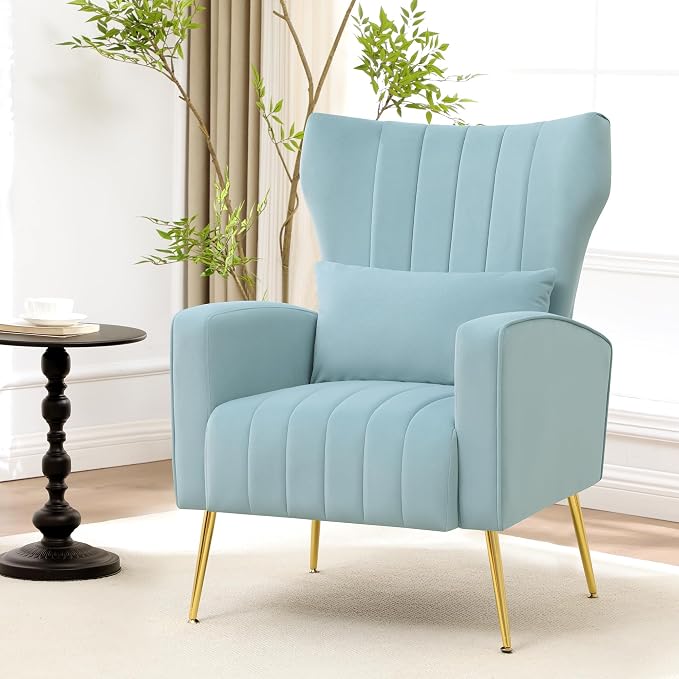 Modern Accent Chairs Set of 2 Upholstered Living Room Chairs, High Back Arm - Image 9