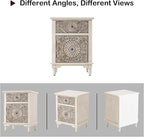 HOMPUS White Nightstand with Drawer & Storage, Fully-Assembled Flower Motif - Image 9