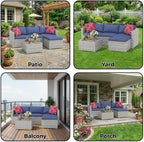 5-Piece Outdoor Sectional Sofa Set, Outdoor Patio Set Sectional Sofa, - Image 6