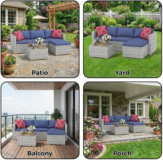 5-Piece Outdoor Sectional Sofa Set, Outdoor Patio Set Sectional Sofa, - Image 6