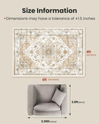 AMADA HOMEFURNISHING 4x6 Washable Area Rug, Low-Profile Entryway Rug - Image 2